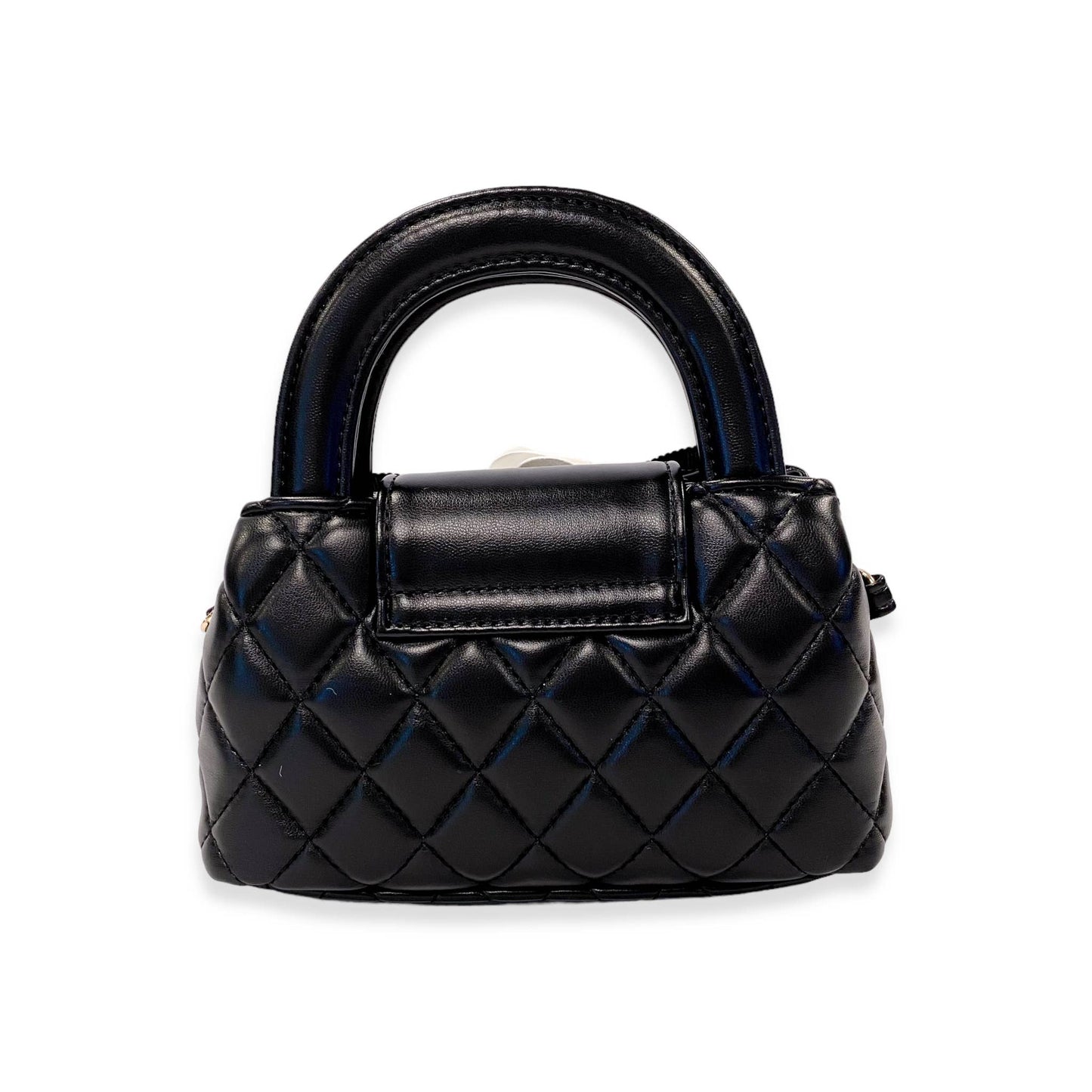 Floral Applique Quilted Bag in Black, Ivory or Pink