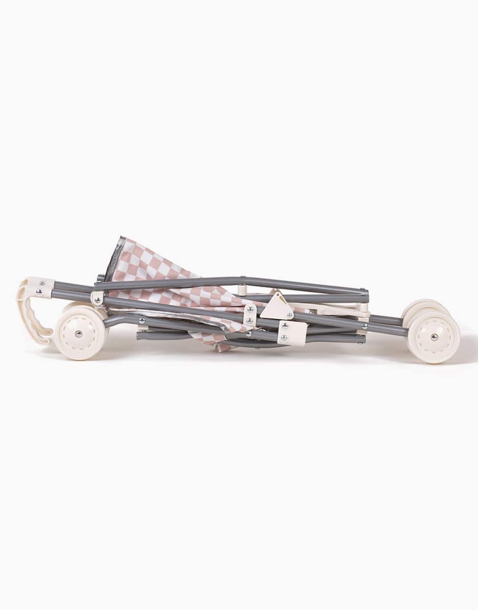 Minikane X Delage Doll Stroller in Pink/White Check