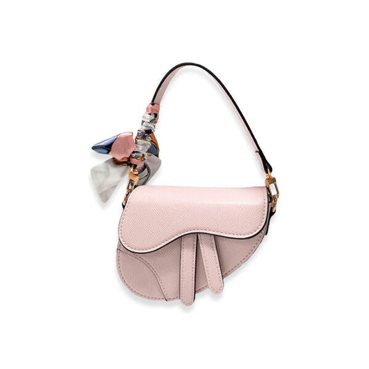 Saddle Purse with Scarf and Removable Chain, Pink