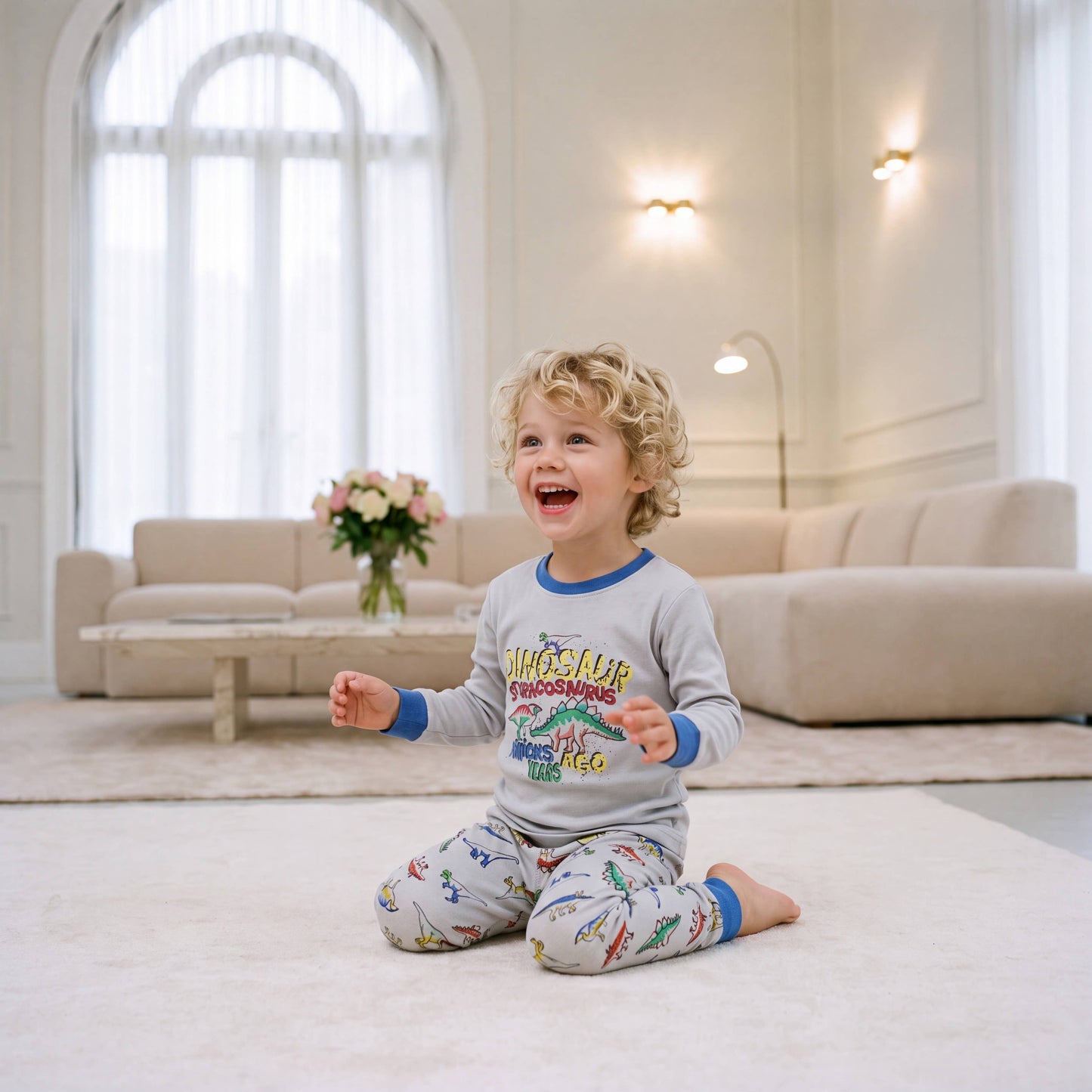 Bamboo Long Sleeve Pajama Set for Kids Dino Boom: Dino Boom / 2XL(8Y)