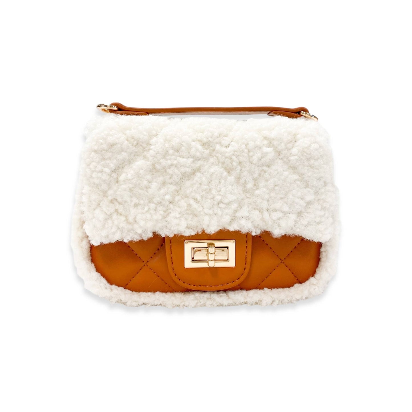 Sherpa Mixed Quilted Purse, Camel