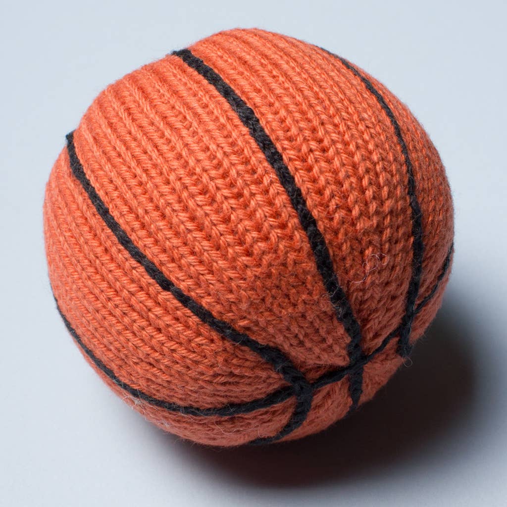 Basketball Knit Rattle - Organic Baby Toy