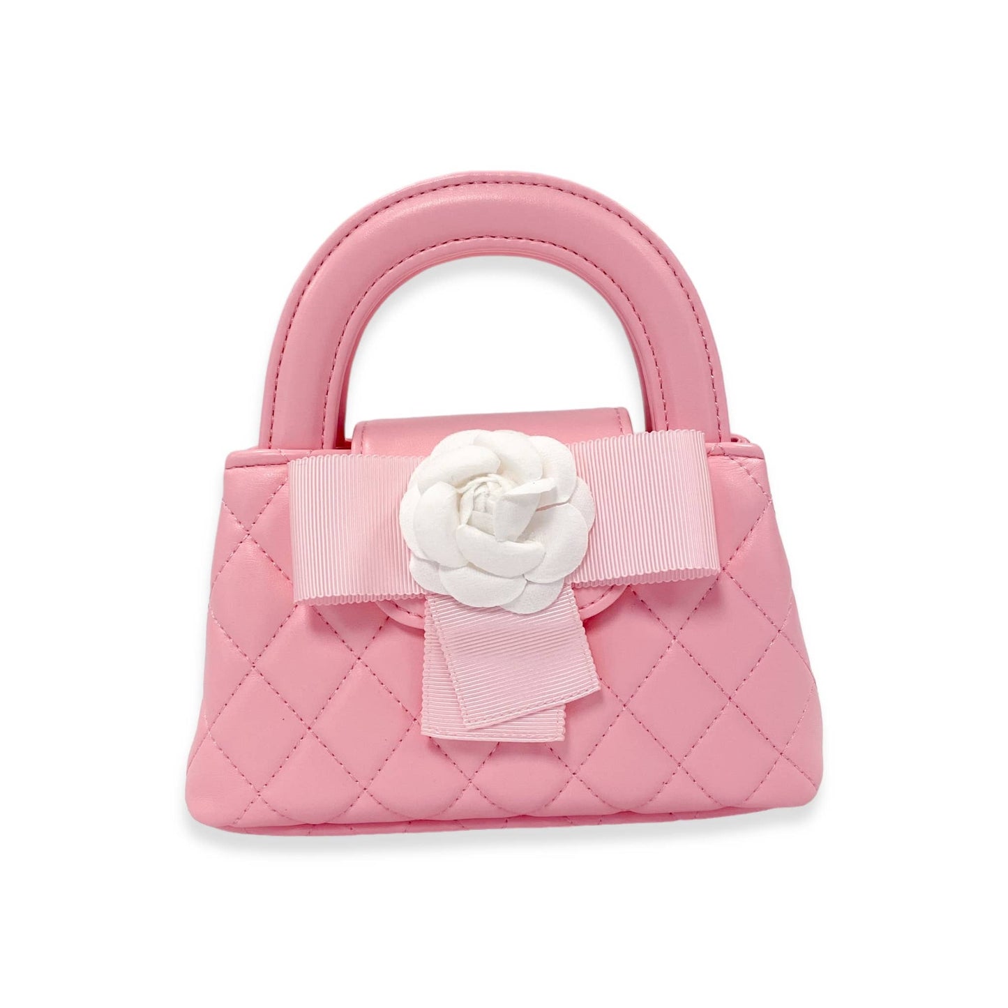 Floral Applique Quilted Bag in Black, Ivory or Pink