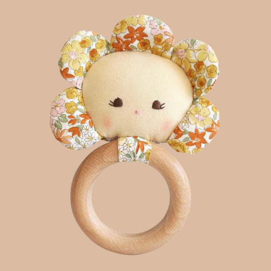 Alimrose Flower Baby Teether Rattle - Sweet Marigold