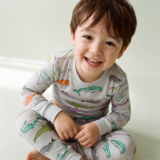 Modal Boys Girls Green amazon Long Sleeve PJs Lounge: Lets Dolphin / 2XL(8Y)