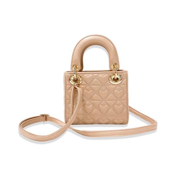 Heart-Quilted Bag, Sand