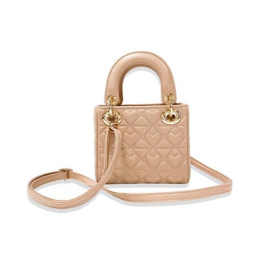 Heart-Quilted Bag, Sand