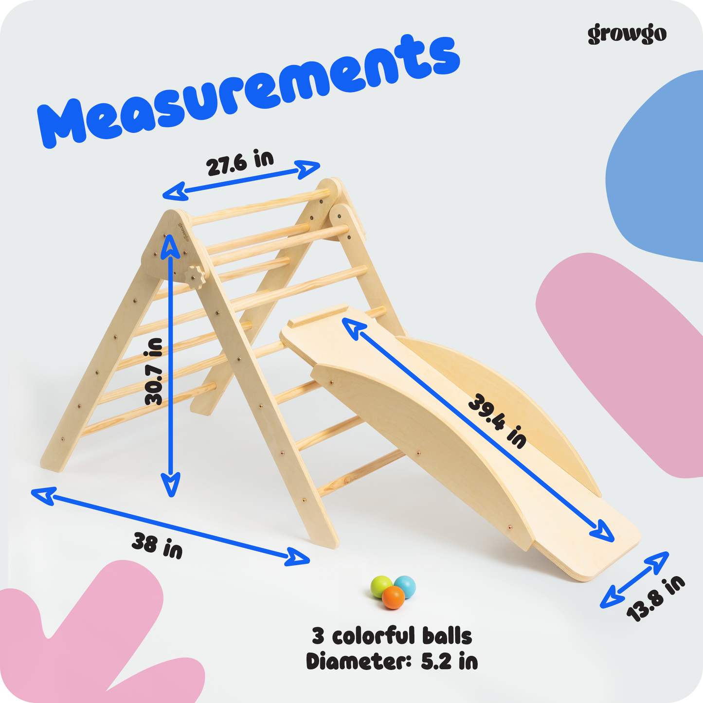 Pikler Triangle Kit 6 in 1 - Unique Patented Design, Inspired by Montessori