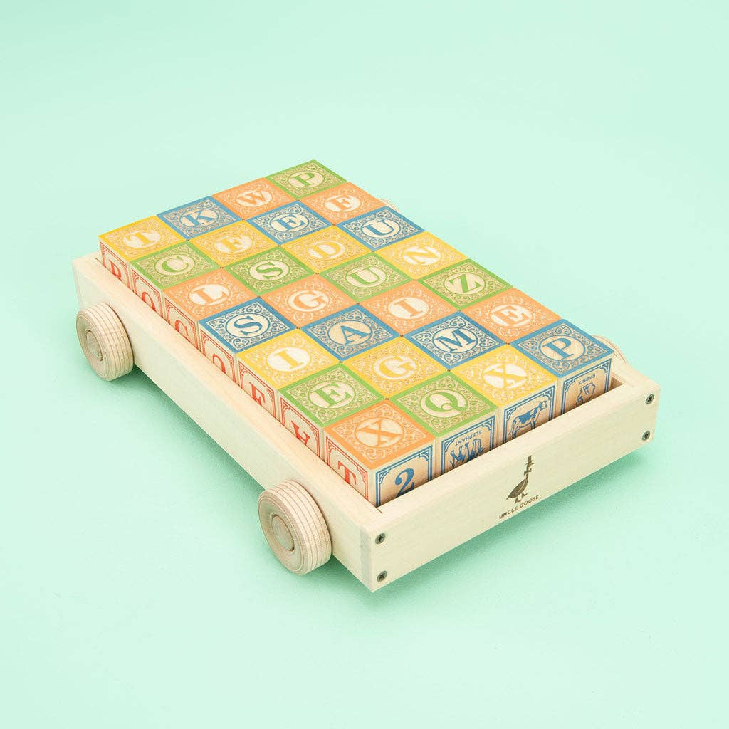 Uncle Goose Classic ABC Blocks with Wagon