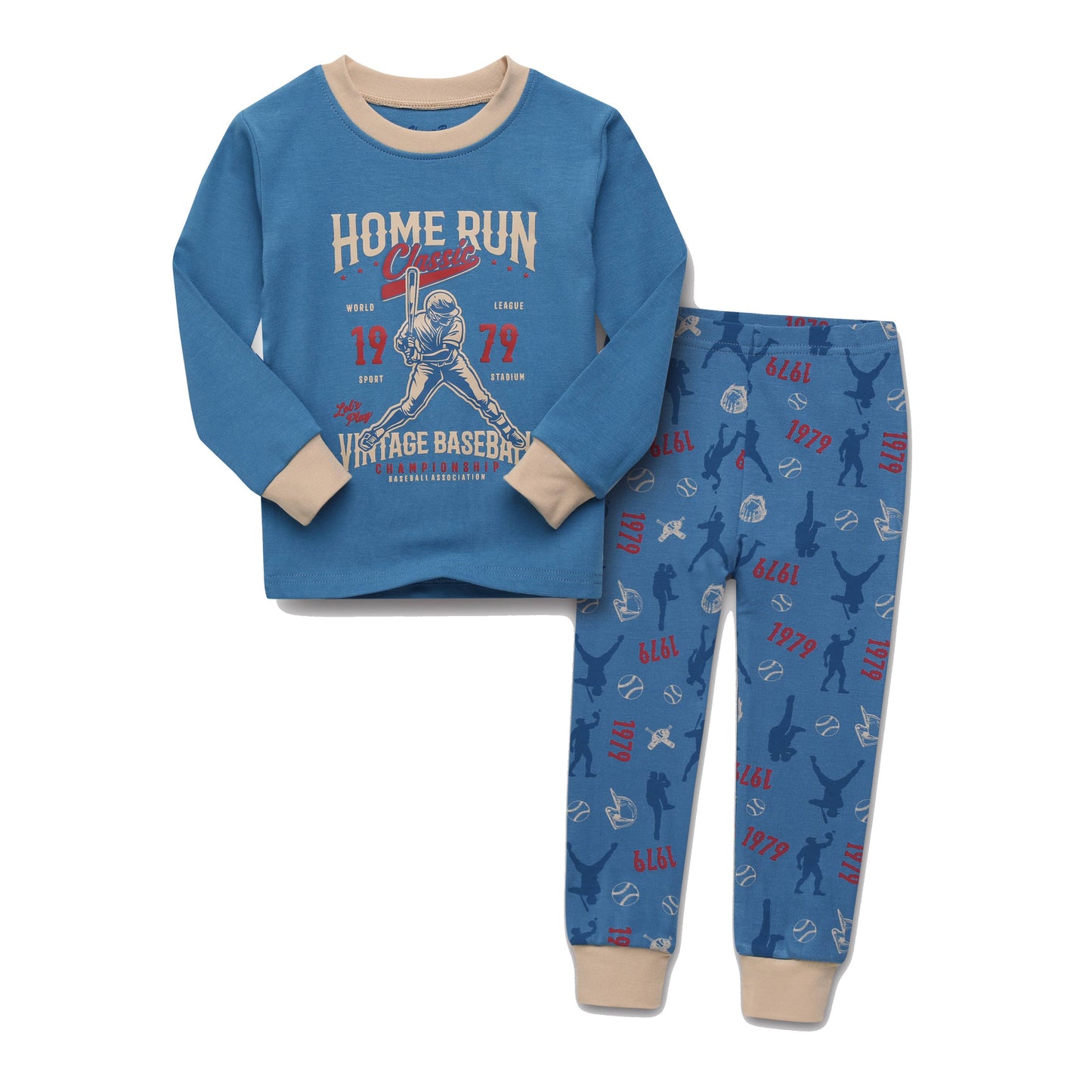 Bamboo Long Sleeve Pajama Set for Kids Home Run: Homerun / 2XL(8Y)