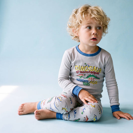 Bamboo Long Sleeve Pajama Set for Kids Dino Boom: Dino Boom / 2XL(8Y)