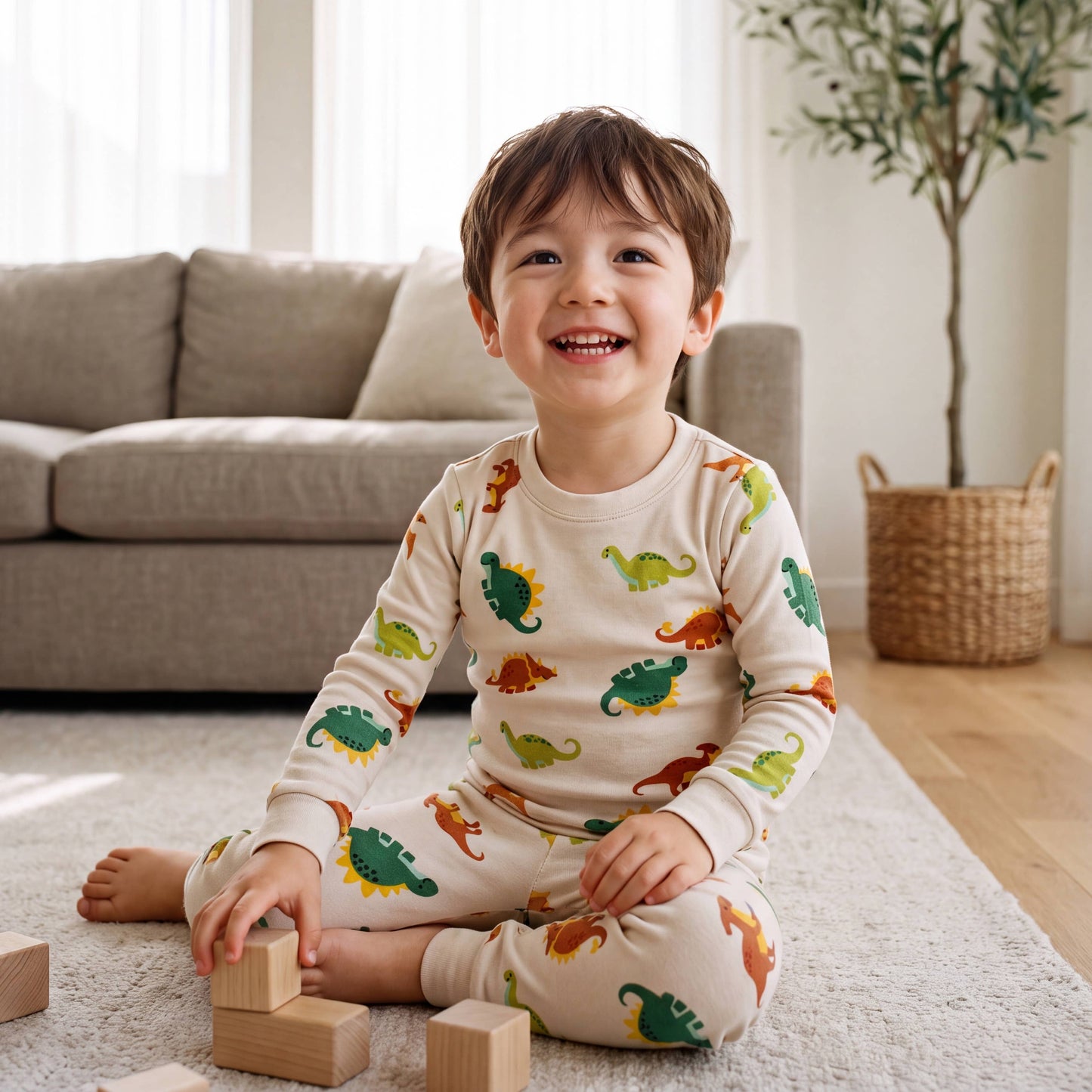 Modal Boys Girls Green amazon Long Sleeve PJs Lounge: Jurassic / 2XL(8Y)