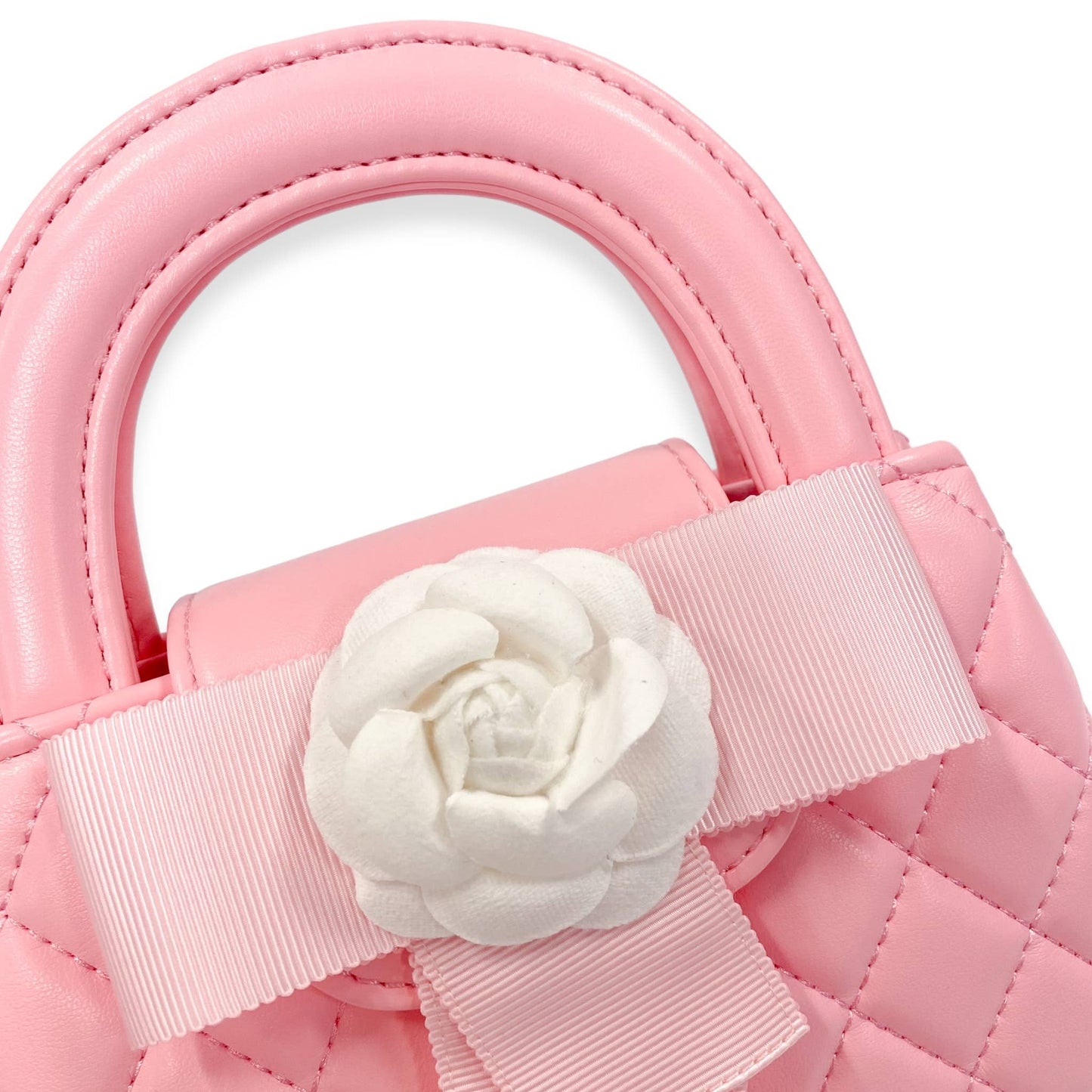 Floral Applique Quilted Bag in Black, Ivory or Pink