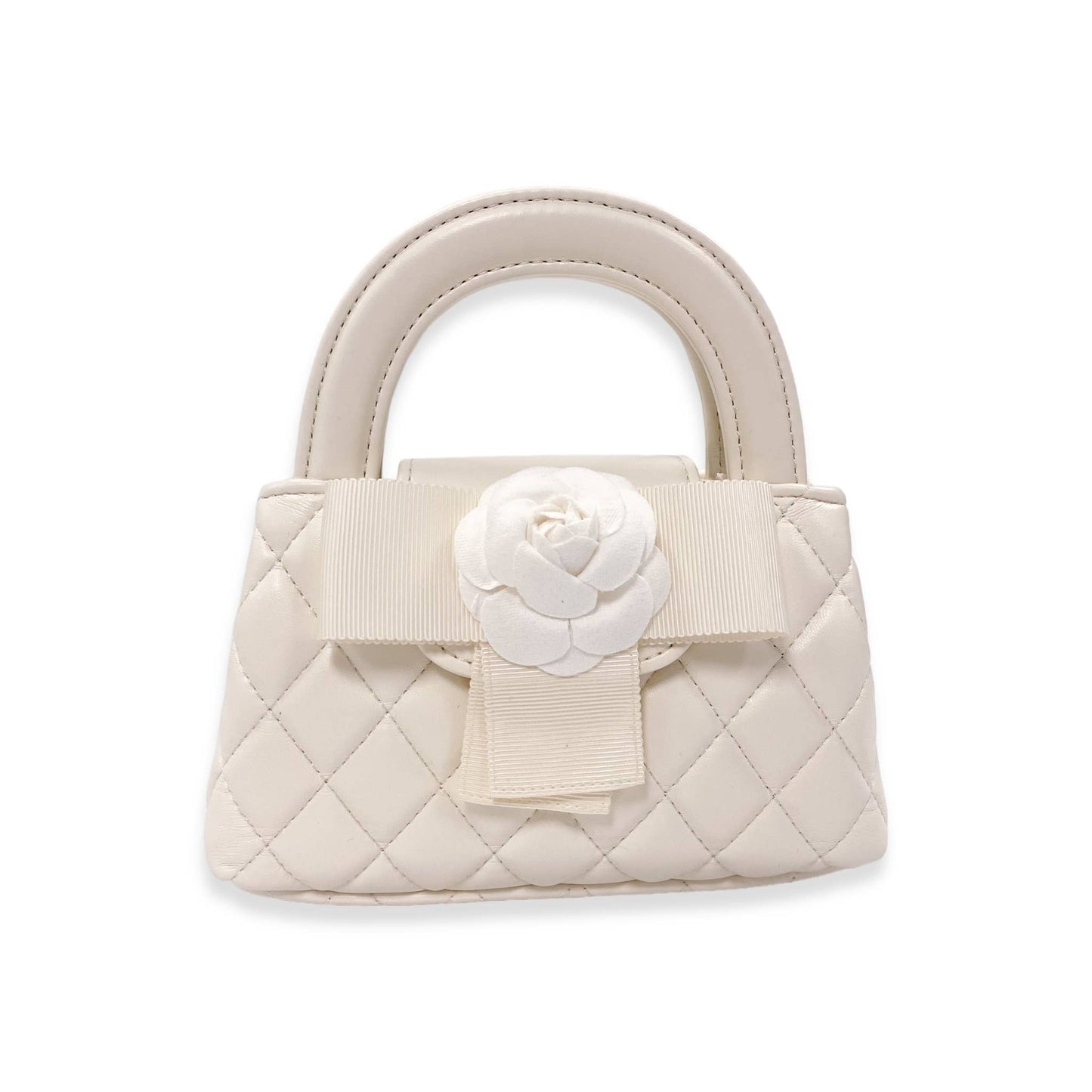 Floral Applique Quilted Bag in Black, Ivory or Pink