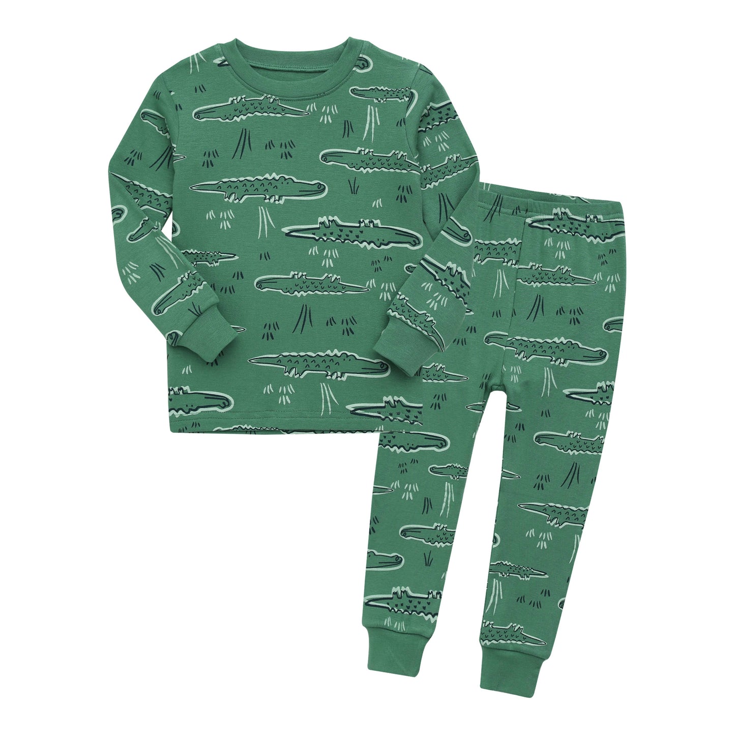 Modal Boys Girls Green amazon Long Sleeve PJs Lounge: Green Amazon / 2XL(8Y)