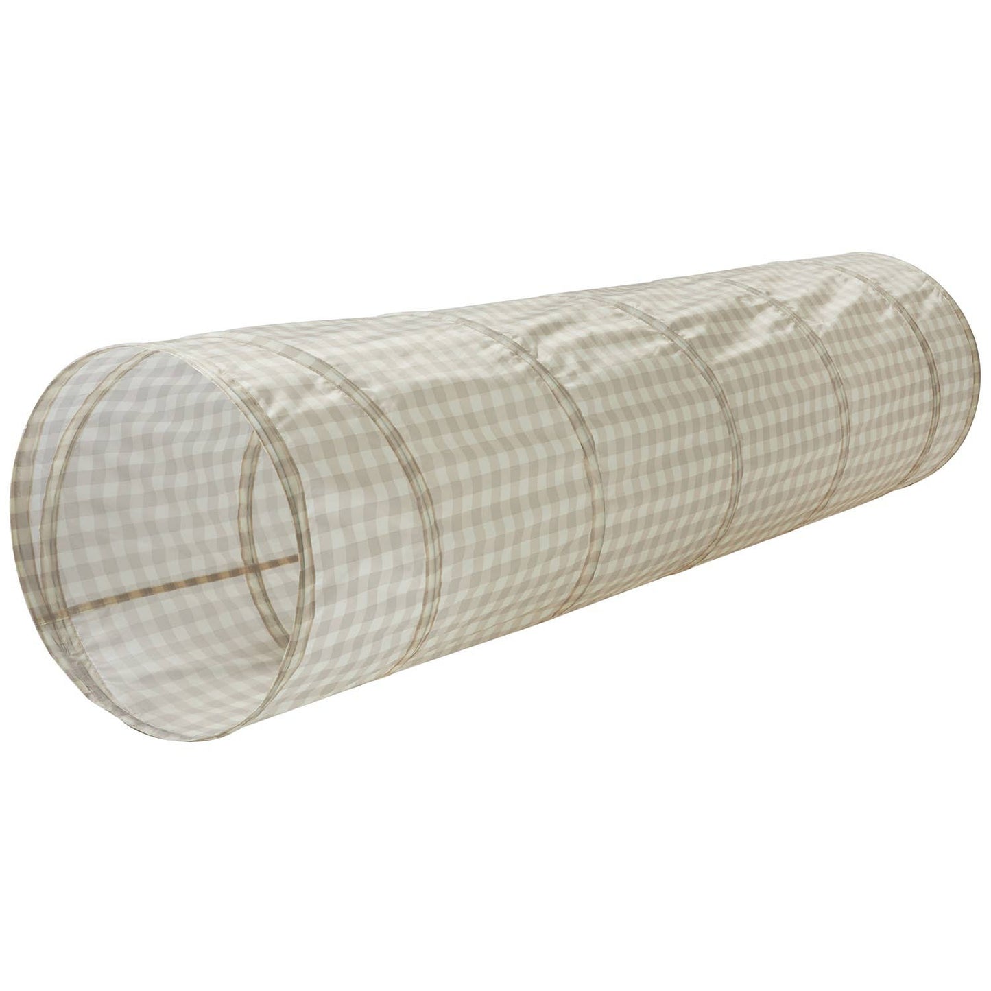 Play Tunnel with Eco-Friendly Recycled Fabric, Gingham Beige