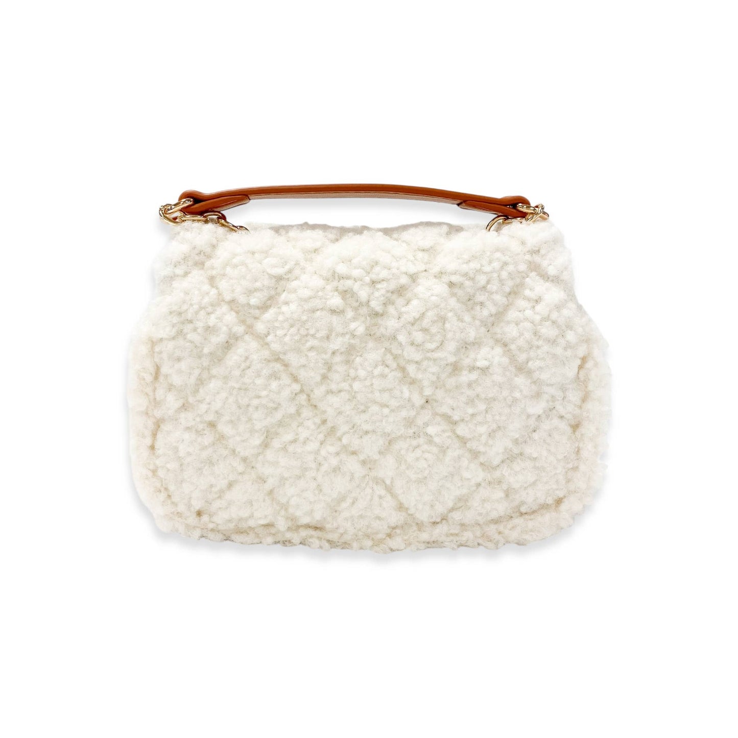 Sherpa Mixed Quilted Purse, Camel
