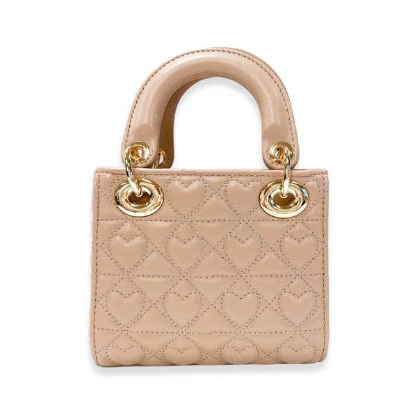 Heart-Quilted Bag, Sand