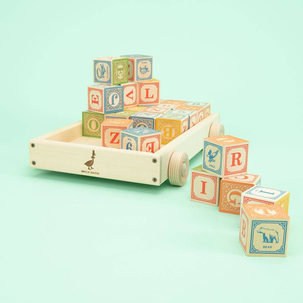 Uncle Goose Classic ABC Blocks with Wagon