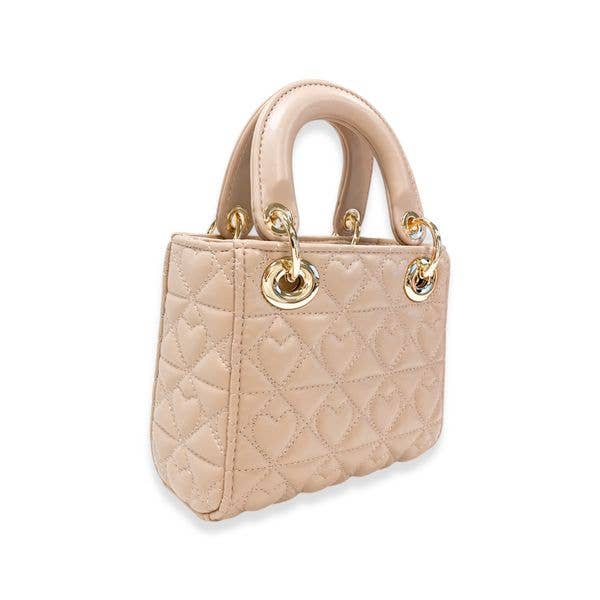 Heart-Quilted Bag, Sand