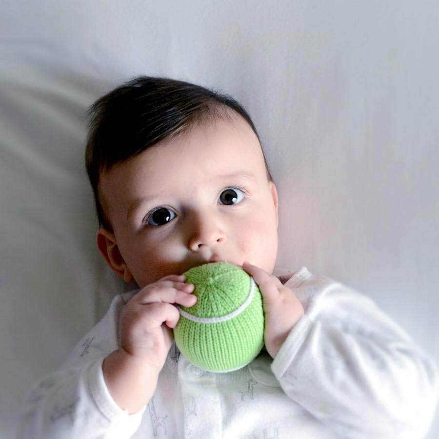 Tennis Ball Knit Rattle - Organic Baby Toy