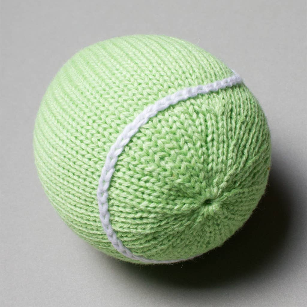 Tennis Ball Knit Rattle - Organic Baby Toy